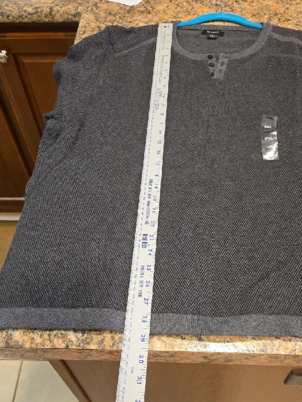 Alfani Men's Charcoal Gray Crewneck Henley Sweater - Picture 6 of 7